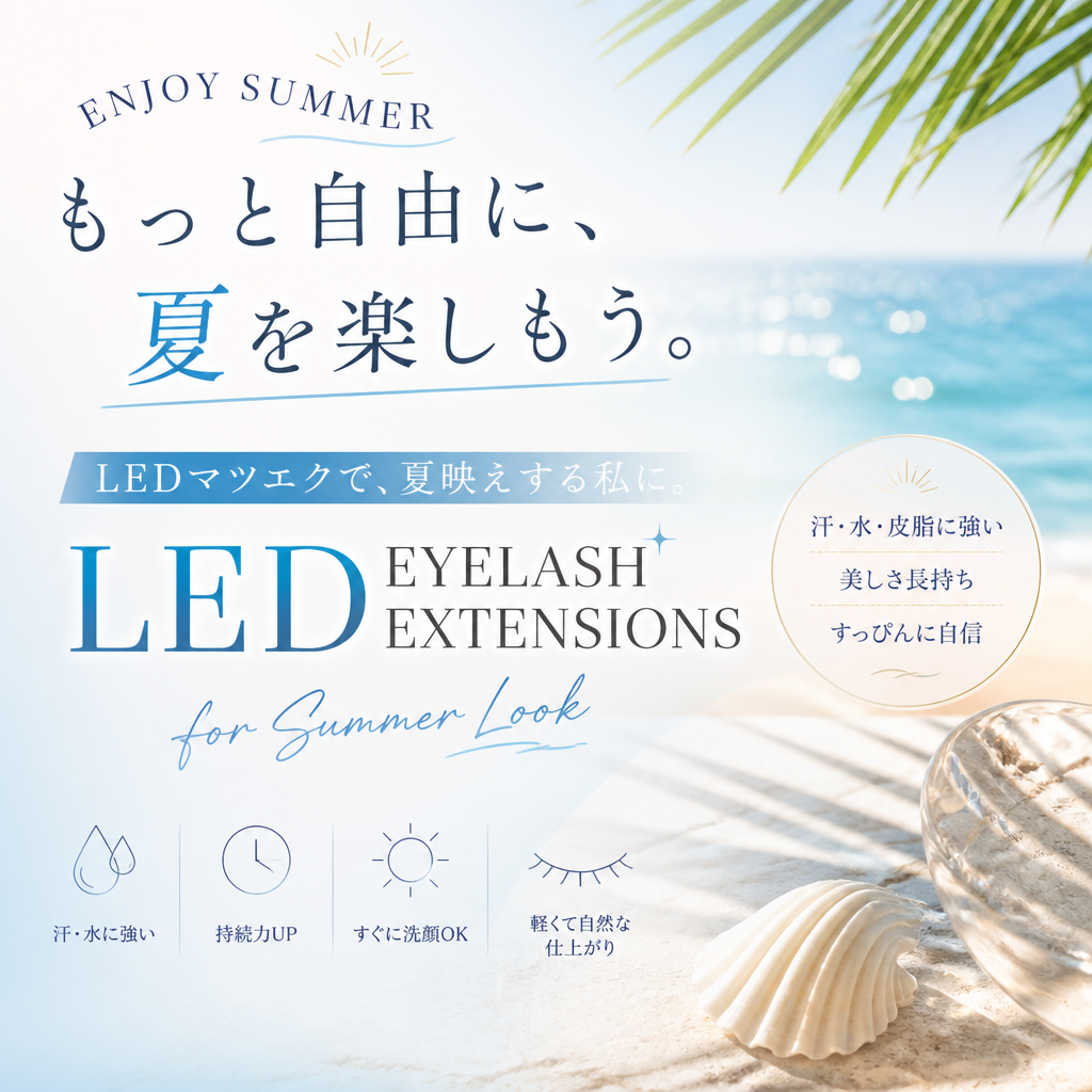 夏を彩る、LEDエクステで魅力的な目元を演出！
